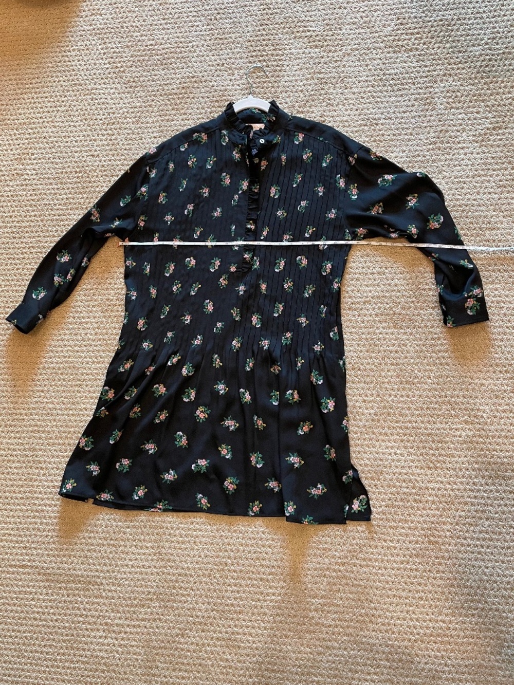 Tory Burch Cora Daybreak Ditsy Pintuck Ruffle Shirt Dress 4 - Picture 3 of 8